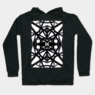 Black and white pattern of intricate girders and beams Hoodie